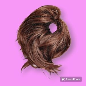 Dark Mahogany Brown Tousled Messy Hair Bun